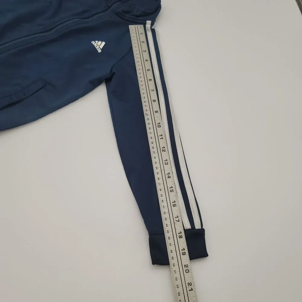 Adidas Boys Size 6 Blue Full Zip 3-stripes Track Jacket in Poly Woven Mock Neck